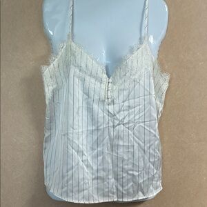 Abercrombie & Fitch Cream Pinstripe Lace Camisole